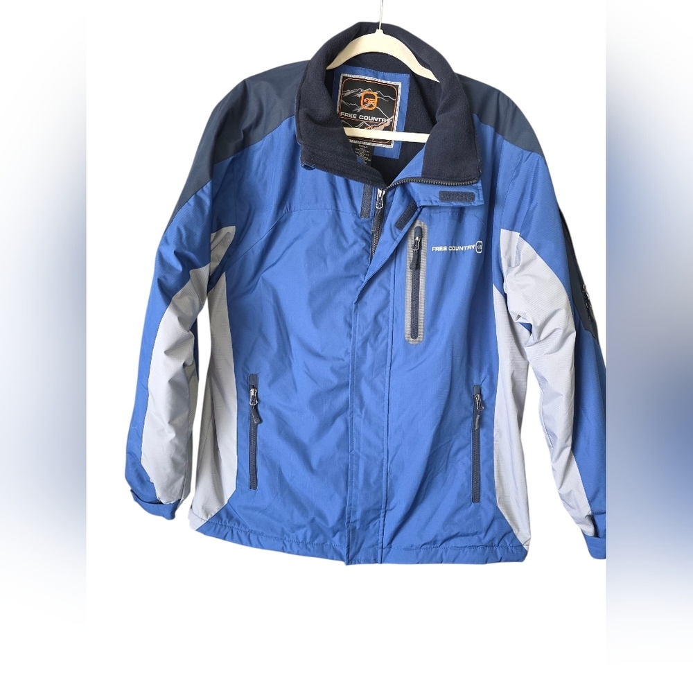 Free Country FXtreme Men's‎ Blue Gray Ski Jacket XL Multiple Pockets Winter Coat
